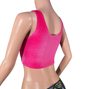 Hot Pink Neon Velvet Ring Crop Top