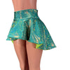 Hi-Lo Flip Skirt in Jade Shattered Glass and Lime Holographic