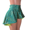 Hi-Lo Flip Skirt in Jade Shattered Glass and Lime Holographic