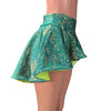 Hi-Lo Flip Skirt in Jade Shattered Glass and Lime Holographic