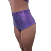 High Waist Scrunch Bikini Hot Pants - Lavender Shattered Glass Holographic