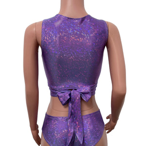 Crop Wrap Top - Lavender Shattered Glass - Choose Sleeve Length