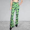 Crossover Waist Bootcut Flare Pants *Tropical Leaf Print* - High V-Waist Flare Pants - Rave Clothing, Festival Pants, Yoga - Peridot Clothing