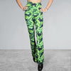 Crossover Waist Bootcut Flare Pants *Tropical Leaf Print* - High V-Waist Flare Pants - Rave Clothing, Festival Pants, Yoga - Peridot Clothing