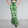 SALE - MEDIUM Lace-Up High Waist Bell Bottoms - Tropical Leaves