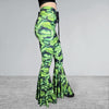 SALE - MEDIUM Lace-Up High Waist Bell Bottoms - Tropical Leaves