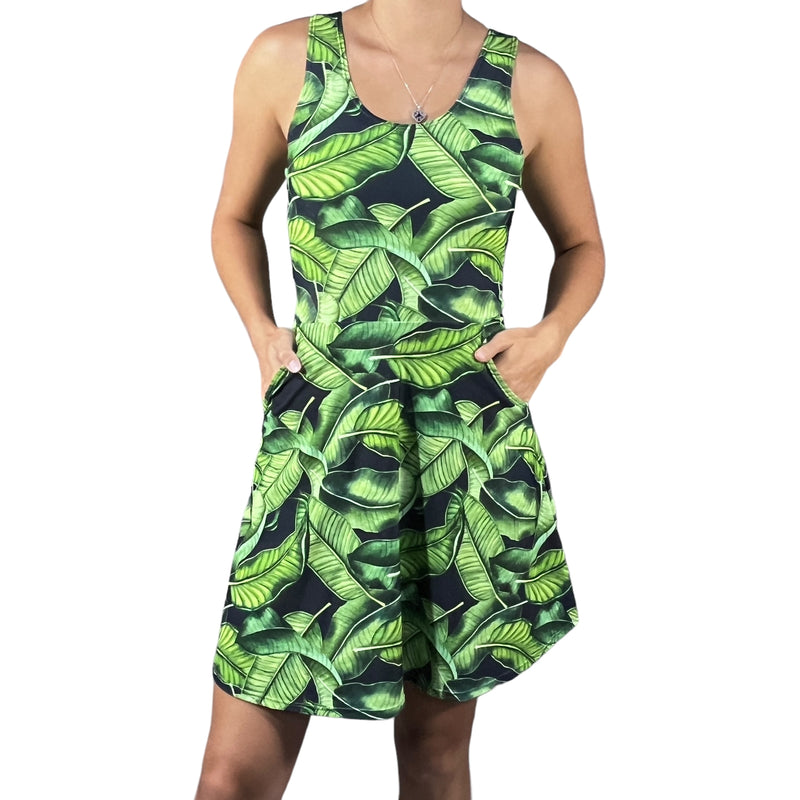 Hawaiian Leaves A-Line Mini Dress W/Pockets XLarge Hawaiian Leaves A-Line Mini Dress W/Pockets XLarge