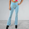 Crossover V-Waist Bootcut Flare Pants - Light Blue Velvet