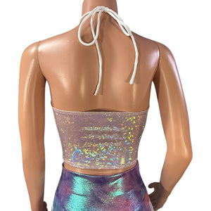 X-String Halter Top in Light Pink Shattered Glass