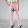 Crossover V-Waist Bootcut Flare Pants - Light Pink Velvet