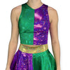 High Neck Crop Tank Top - Mardi Gras Purple & Green - Peridot Clothing