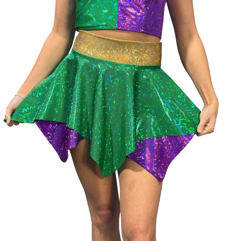 Mardi Gras Pixie Skirt or Fairy Skirt for Parade or Festival | Carnival Rave Skirt