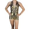 Halter Romper - Metallic Leopard Animal Print Spandex