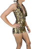 Halter Romper - Metallic Leopard Animal Print Spandex