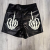 Middle Finger Shorts Glow-in-the-Dark | Funny Booty Shorts | Skeleton Goth Outfit Roller Derby | Halloween | Flip the Bird Rave Shorts UV