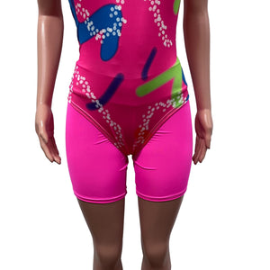 Neon Malibu Costume | Barbie Costume Cosplay Inspiration | Pink Leotard and Shorts - Peridot Clothing