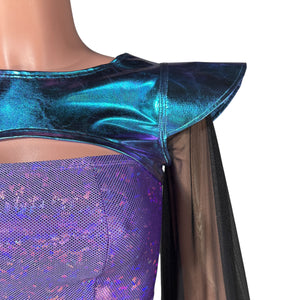 Bowie Sleeve Bolero Top - Oil Slick with Black Mesh