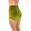 Scrunch Booty Shorts - Ruched Shorts - Olive Green Velvet