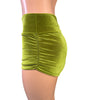 Scrunch Booty Shorts - Ruched Shorts - Olive Green Velvet