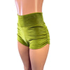 Scrunch Booty Shorts - Ruched Shorts - Olive Green Velvet