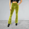 Crossover V-Waist Bootcut Flare Pants - Olive Green Velvet