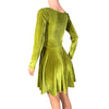 Olive Green Velvet Long Sleeve Skater fit n flare Dress