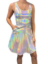 Opal Holographic A-line Mini Dress w/Pockets