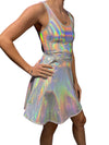 Opal Holographic A-line Mini Dress w/Pockets