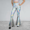 High Waisted Bell Bottom Flares - Opal Holographic Spandex - Peridot Clothing