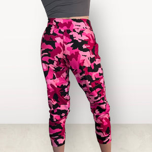 Pink Camo Joggers w/ Pockets - Jogger Pants - Rave Clothing, Festival Pants, Camouflage Pants - Peridot Clothing