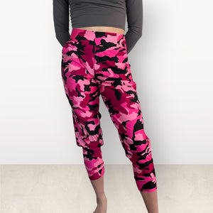 Pink Camo Joggers w/ Pockets - Jogger Pants - Rave Clothing, Festival Pants, Camouflage Pants - Peridot Clothing