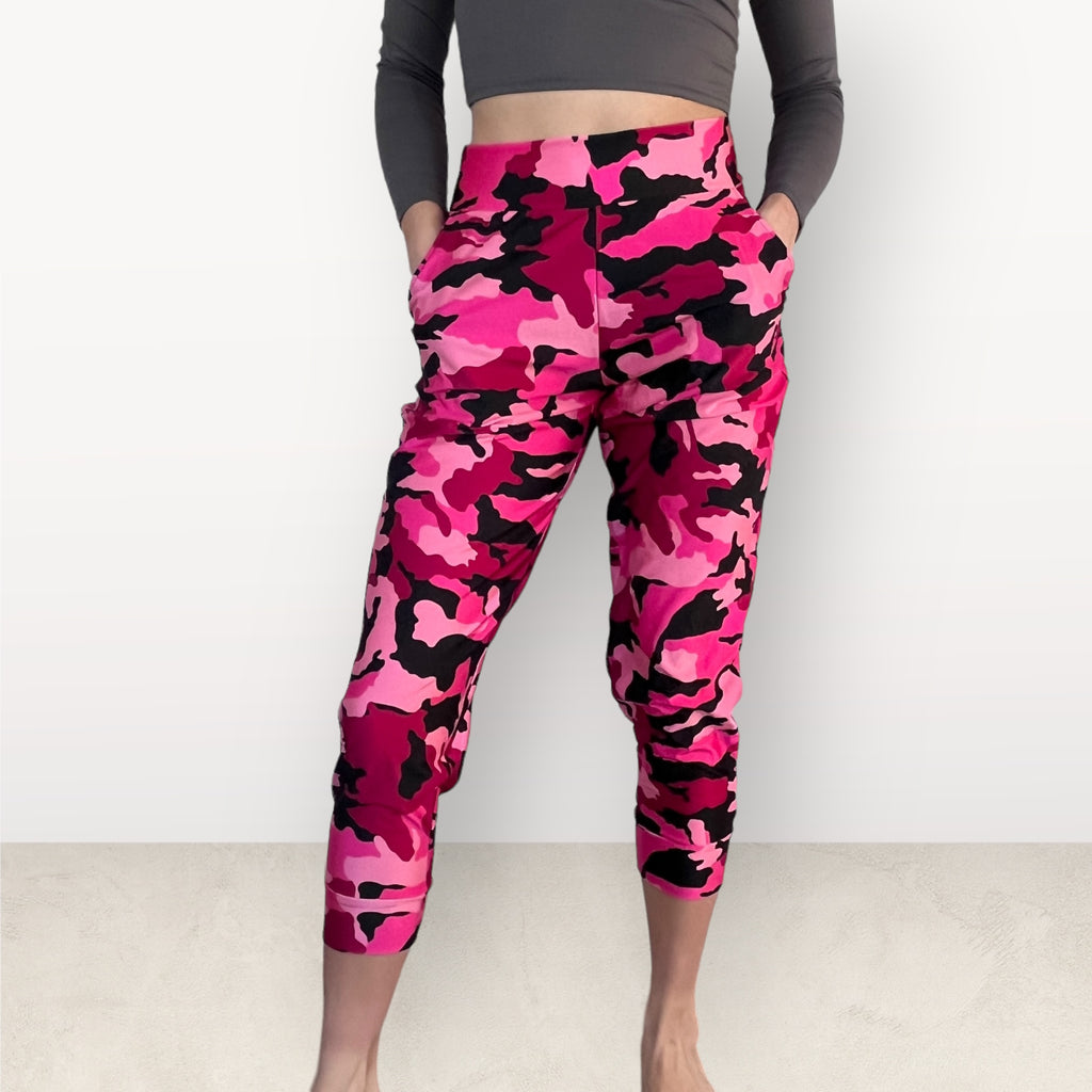 Pink Camo Joggers w/ Pockets - Jogger Pants - Rave Clothing, Festival Pants, Camouflage Pants - Peridot Clothing