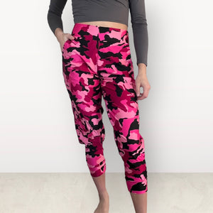 Pink Camo Joggers w/ Pockets - Jogger Pants - Rave Clothing, Festival Pants, Camouflage Pants - Peridot Clothing