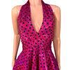 Marilyn Halter Skater fit n flare Dress in Pink & Black Polka Dot Holo