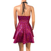 Halter Skater fit n flare X-String Dress in Pink Polka Dot Holographic Shattered Glass