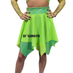 Pixie Skirt for Fairy Costume in Black Mystique & Oil Slick Holographic