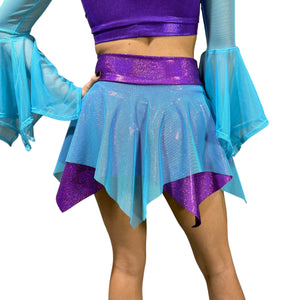 Pixie Skirt for Fairy Costume in Purple Sparkle & Blue Mesh