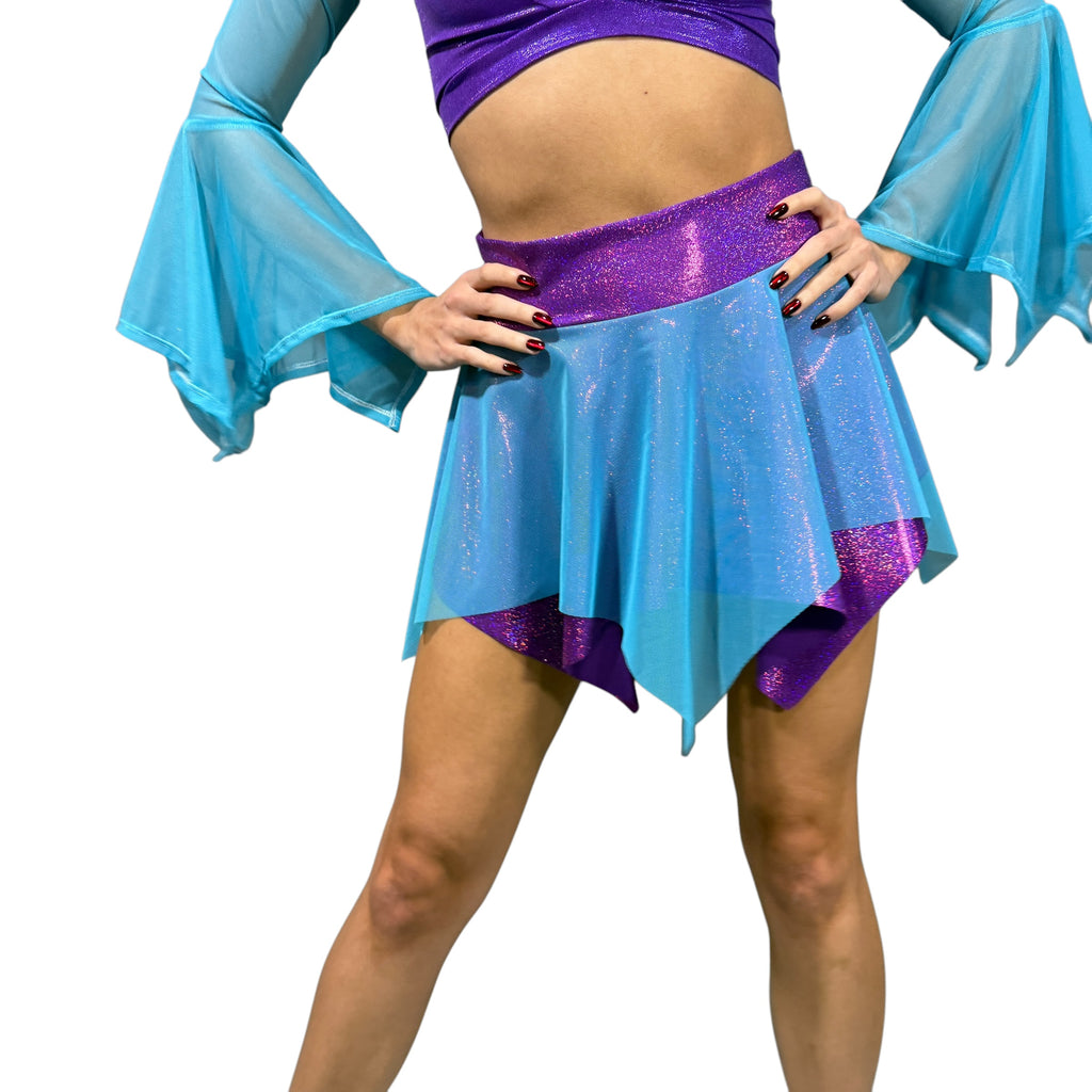 Pixie Skirt for Fairy Costume in Purple Sparkle & Blue Mesh