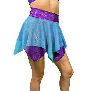 Pixie Skirt for Fairy Costume in Purple Sparkle & Blue Mesh