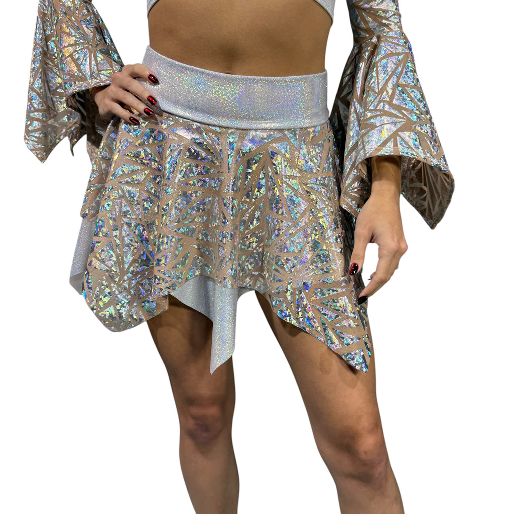 Pixie Skirt for Fairy Costume in Triangle Holographic Mesh