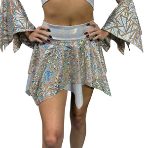 Pixie Skirt for Fairy Costume in Triangle Holographic Mesh