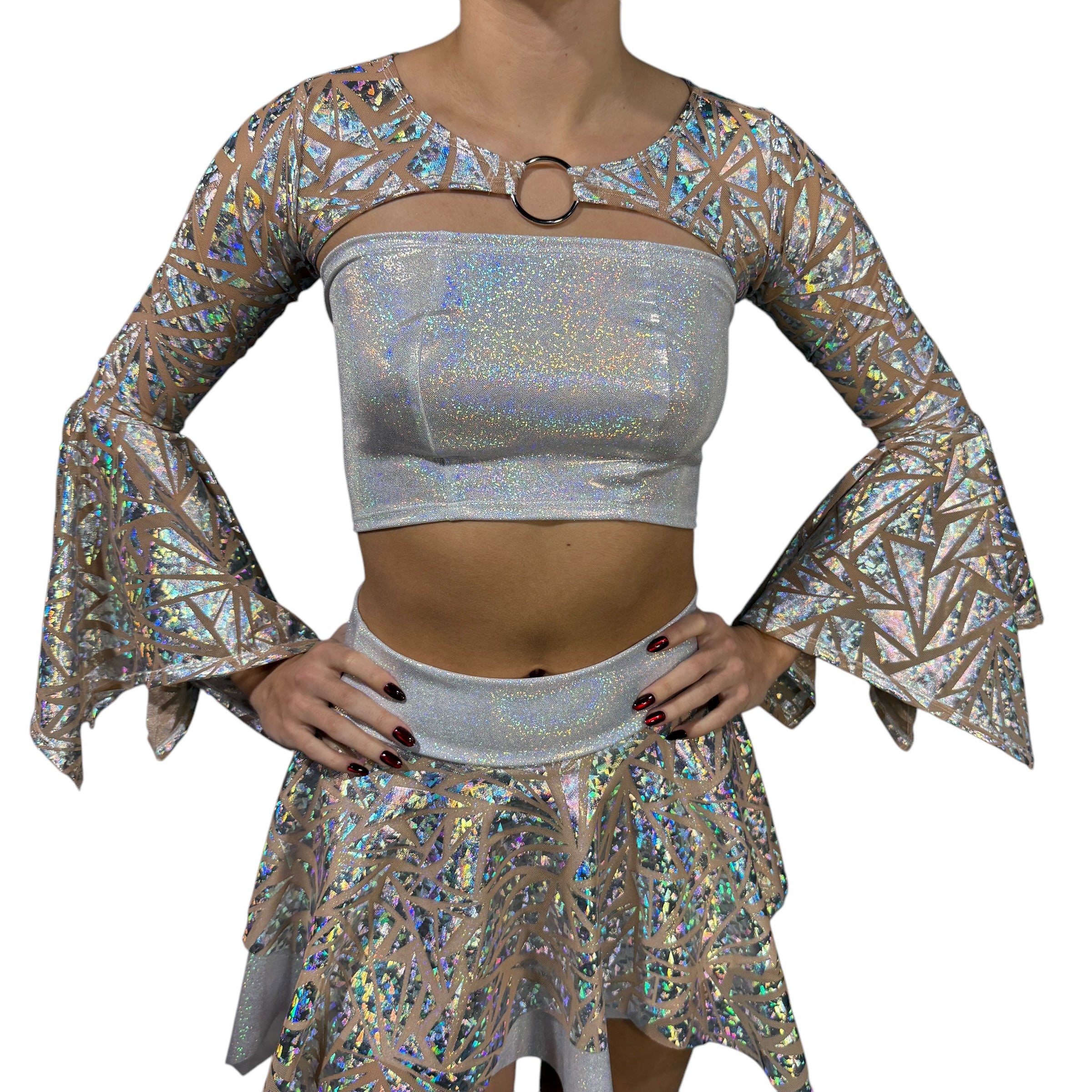 Pixie Sleeve Bolero Top w/Ring Triangle Mesh Bell Sleeve Fairy