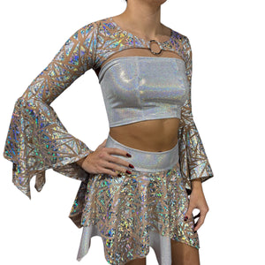 Pixie Sleeve Bolero Top w/Ring - Triangle Mesh Bell Sleeve Fairy Costume Shrug Top