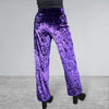 Purple Crushed Velvet Straight Leg Pants - Optional Pockets - Peridot Clothing