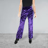 Purple Crushed Velvet Straight Leg Pants - Optional Pockets - Peridot Clothing