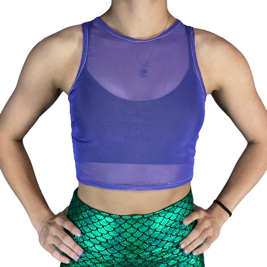 Sheer Top - Neon Mesh Crop Top for Raves, Festivals, Performers, Aerial, Pole Shirt - Many Colors