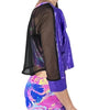 Dolman Crop Top in Black Mesh and Purple Mystique Metallic