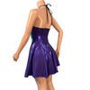 Halter Skater fit n flare X-String Dress in Purple & Teal Mystique Metallic