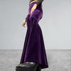 High Waist Bell Bottoms - Purple Velvet