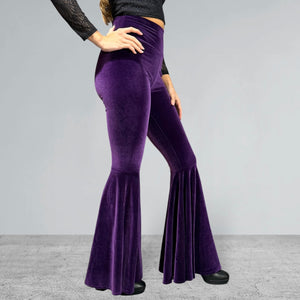 High Waist Bell Bottoms - Purple Velvet